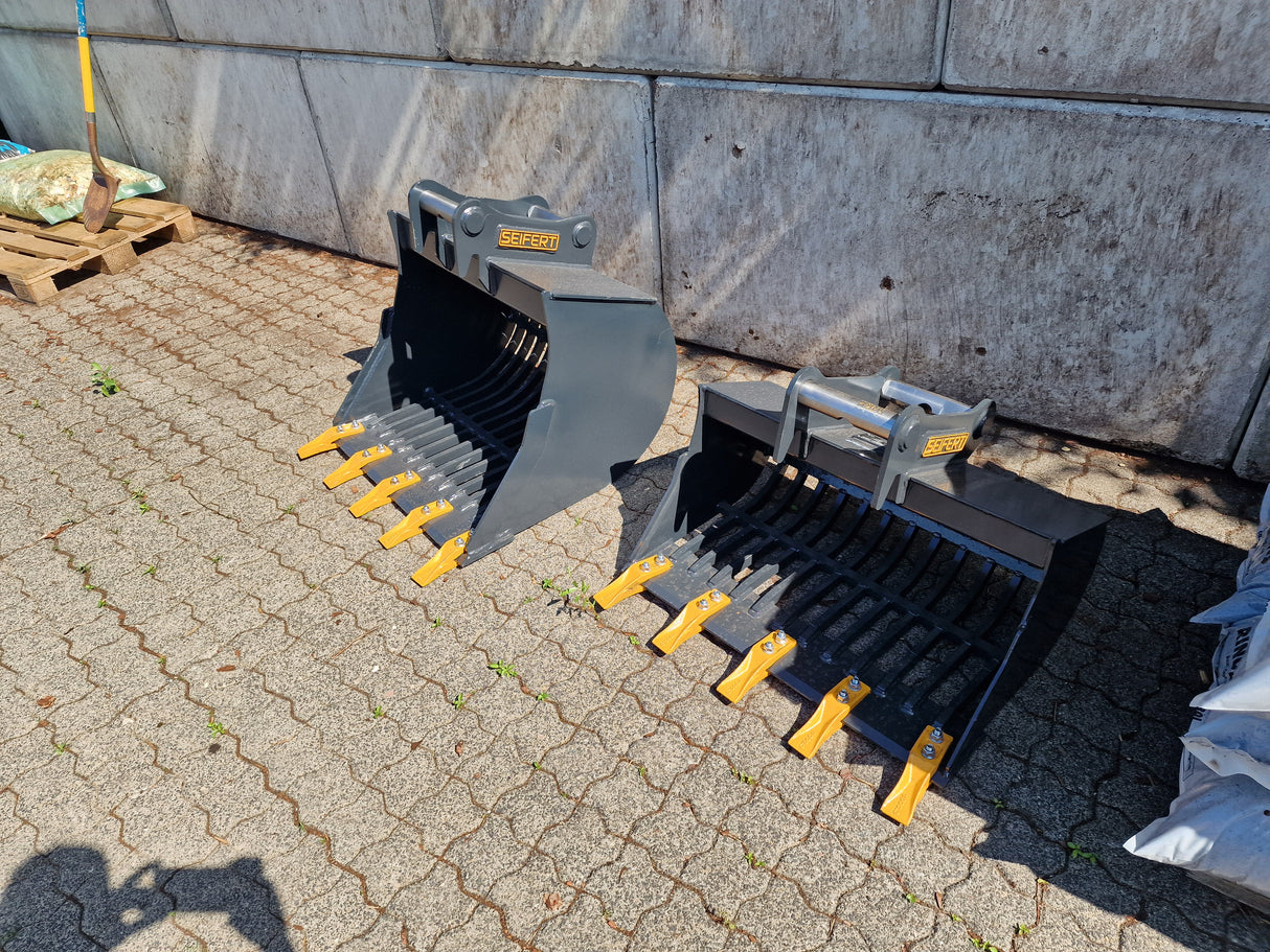 Anbaugeräte Planierbalken / Reisigrechen / Sieblöffel usw. mieten Vermietung Baumaschine