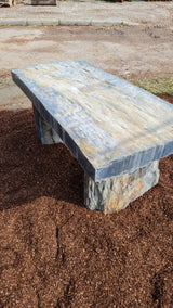 Schiefertisch Bank Sitz Natursteintisch Gartenmöbel Naturstein