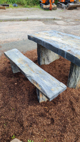 Schiefertisch Bank Sitz Natursteintisch Gartenmöbel Naturstein